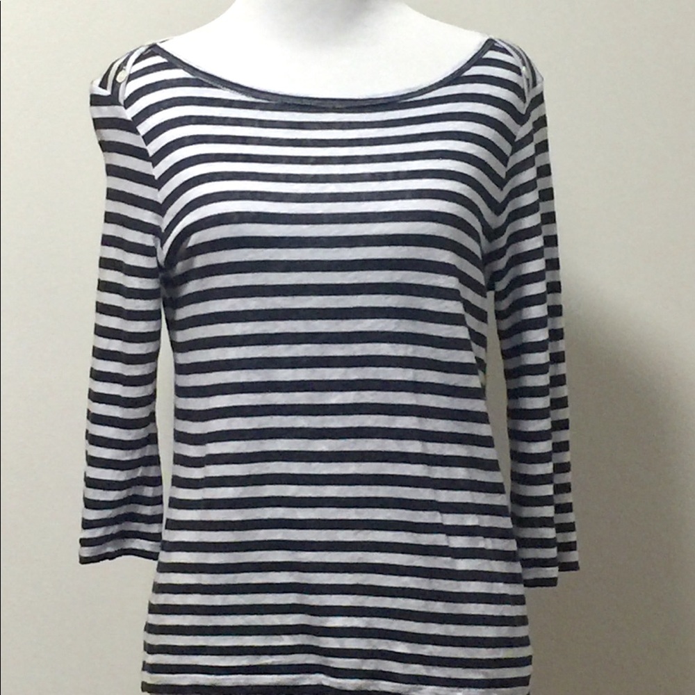 Striped Blue Saks Fifth Avenue Top Size Small